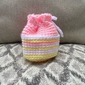 Handmade Pink and Yellow Crochet Pouch